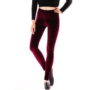 Wine Red Velvet Leggings